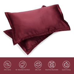 Satin Royale Crimson Velvet 300TC Satin 2 Pillow Cover - Pillow Covers | haus & kinder