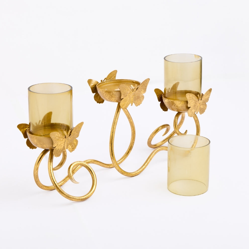 Metal Butterfly Tea Light Holder, Gold