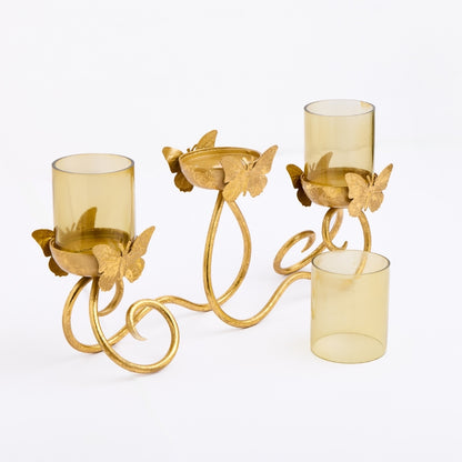 Metal Butterfly Tea Light Holder, Gold