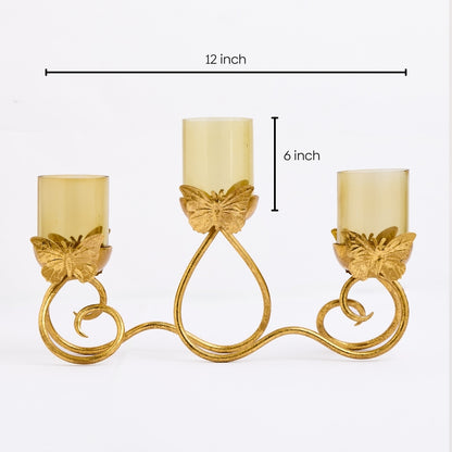 Metal Butterfly Tea Light Holder, Gold