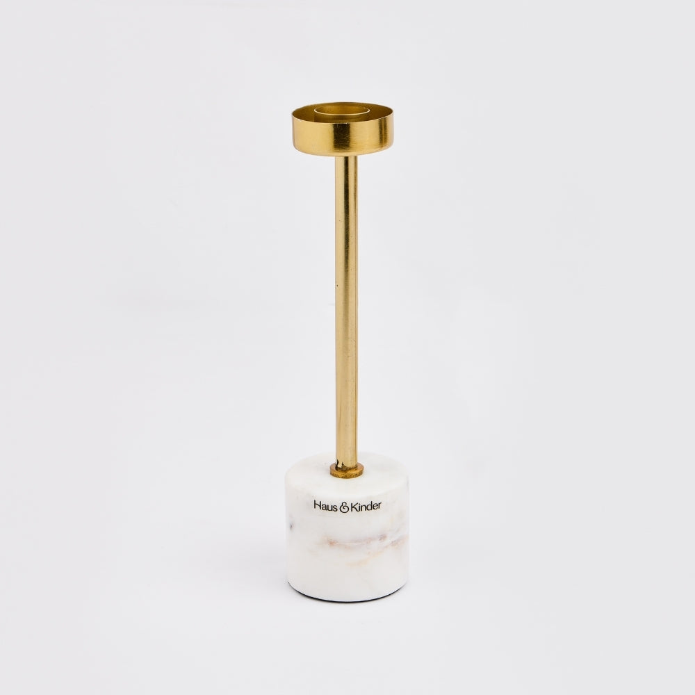 Marble Candle Holder Set of 2, Marble & Gold