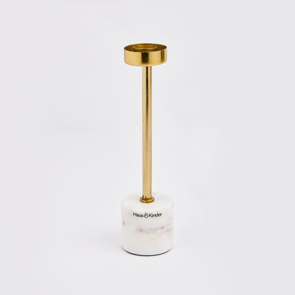 Marble Candle Holder Set of 2, Marble & Gold