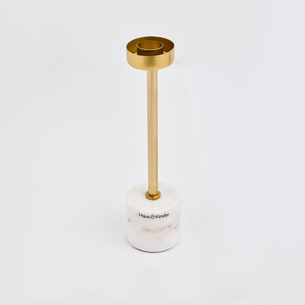 Marble Candle Holder Set of 2, Marble & Gold