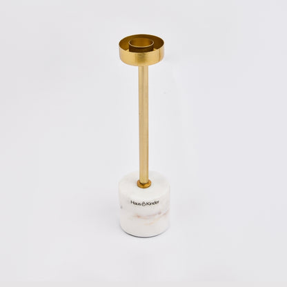 Marble Candle Holder Set of 2, Marble & Gold