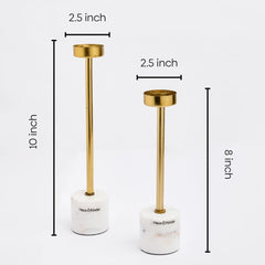 Marble Candle Holder Set of 2, Marble & Gold - Candle Holder | haus & kinder