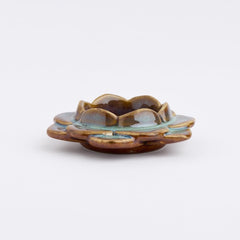 Ceramic Flower Diya, Set of 2- Blue/Brown - Diya | haus & kinder