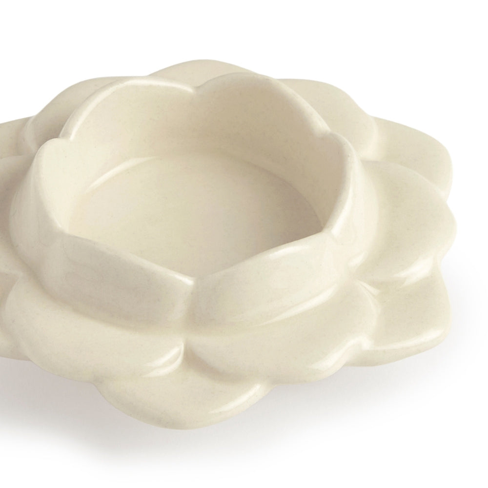 Ceramic White Diya, Set of 2