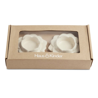 Ceramic White Diya, Set of 2