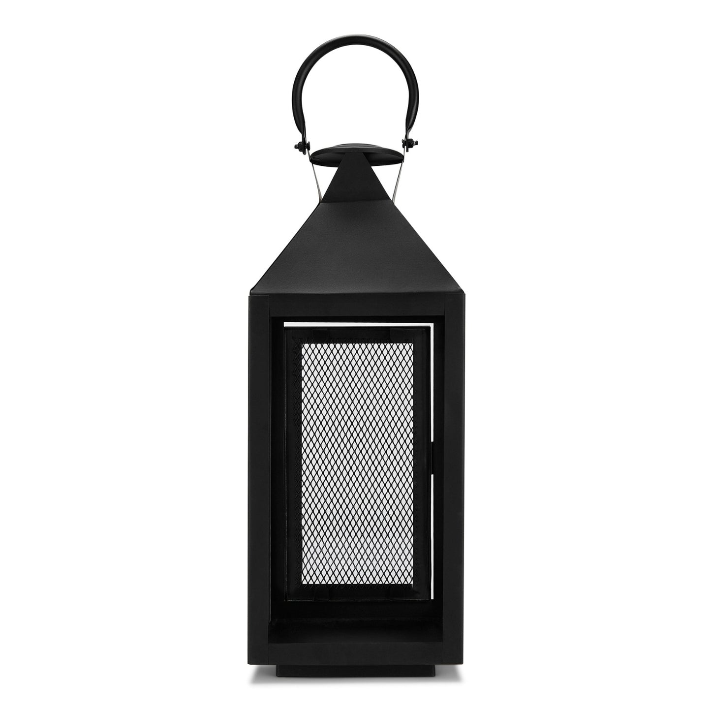 Metal Glass Matt Black Lantern, Black