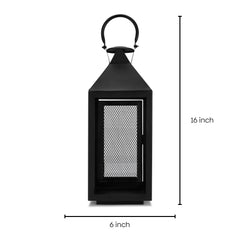Metal Glass Matt Black Lantern, Black - Lantern | haus & kinder
