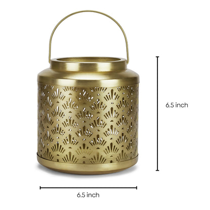 Gold Hurricane Pillar Candle Lantern, Gold
