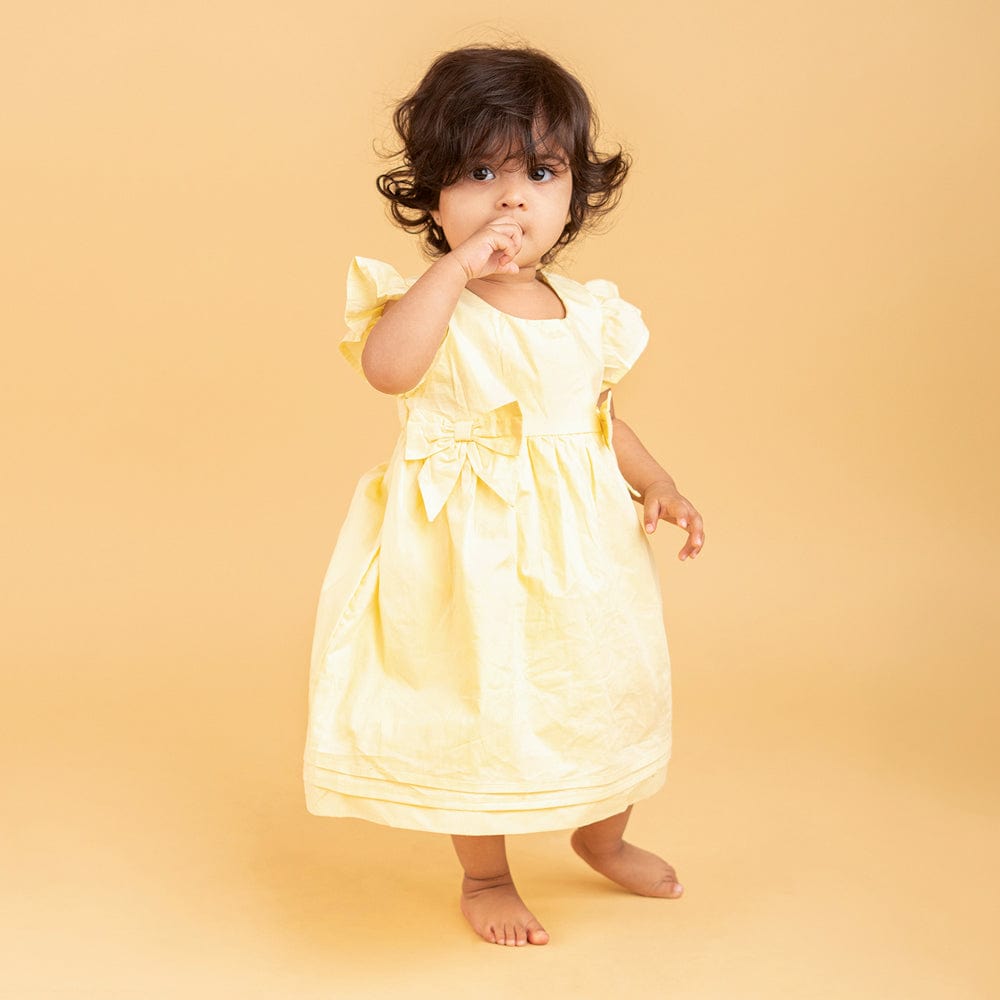 Sunshine Bow Frock with Bloomer Yellow 100% Cotton & 100% Machine washable