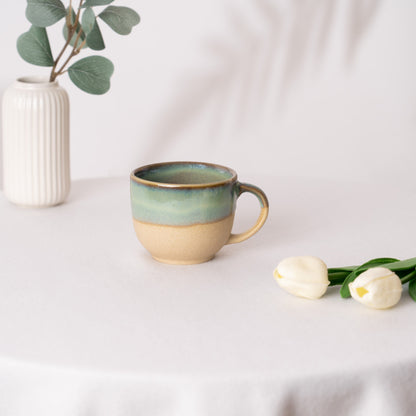 Earthleaf Ceramic Cup- Green & Beige