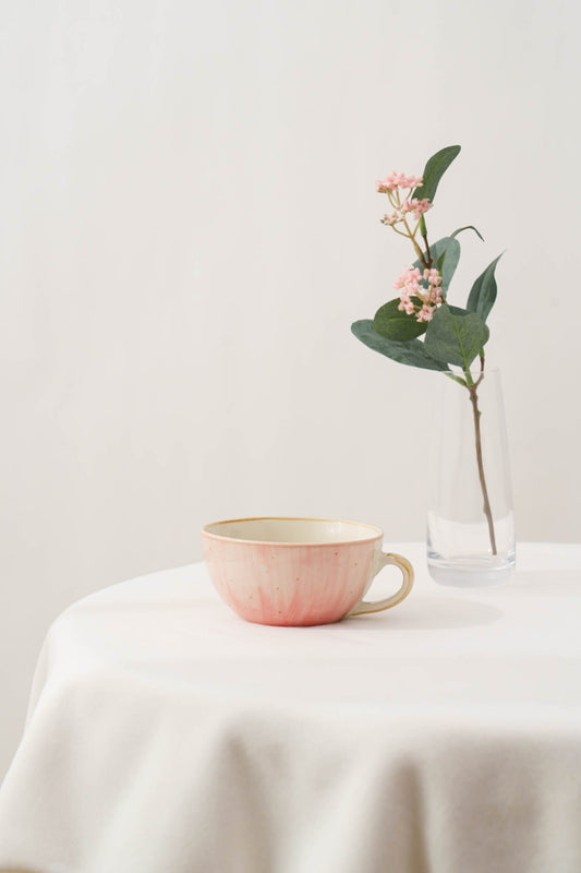Soft Rose Ceramic Ice-Cream Cup- Blush & White