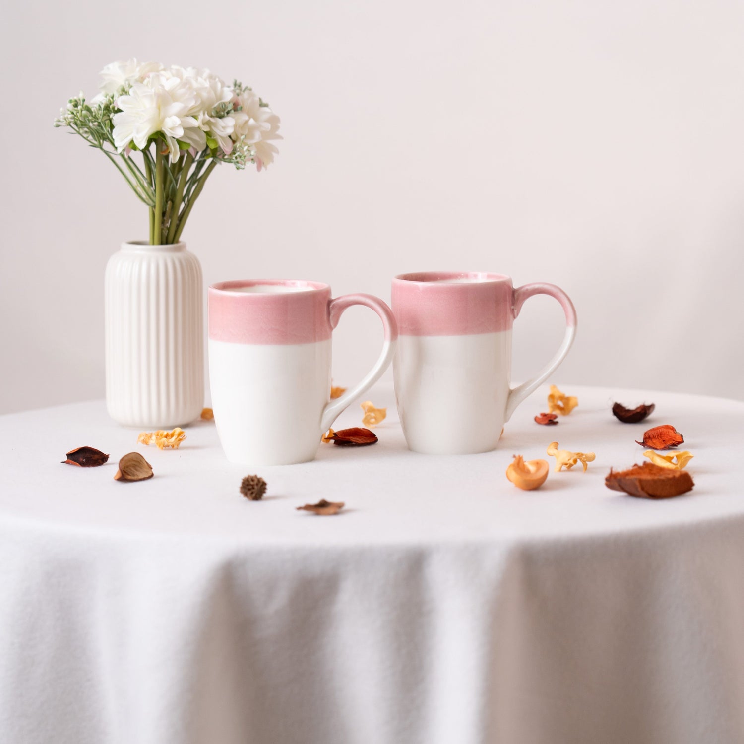 Pink Cloud Porcelain Mug- Pink & White Set of 2