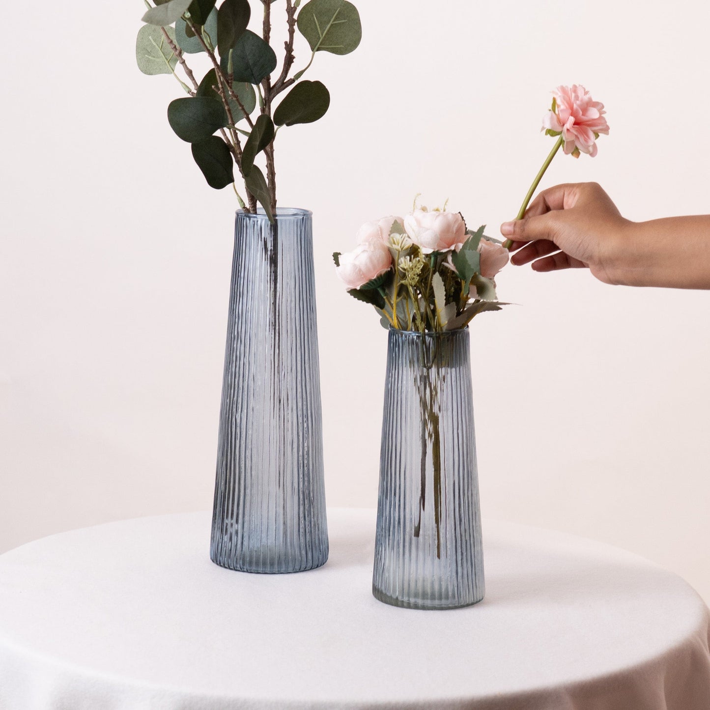 Azure Bloom Glass Big Vase- Blue