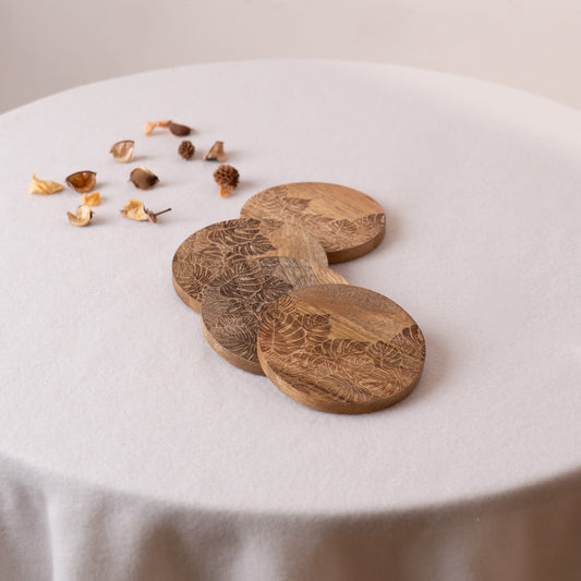 Palm & Pine Coaster- Natural Wood