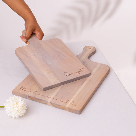 Noir Grain Cheese & Chopping board- Gray Wash Set of 2