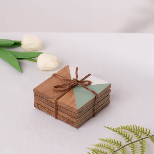 Earthline Coaster- White & Natural wood