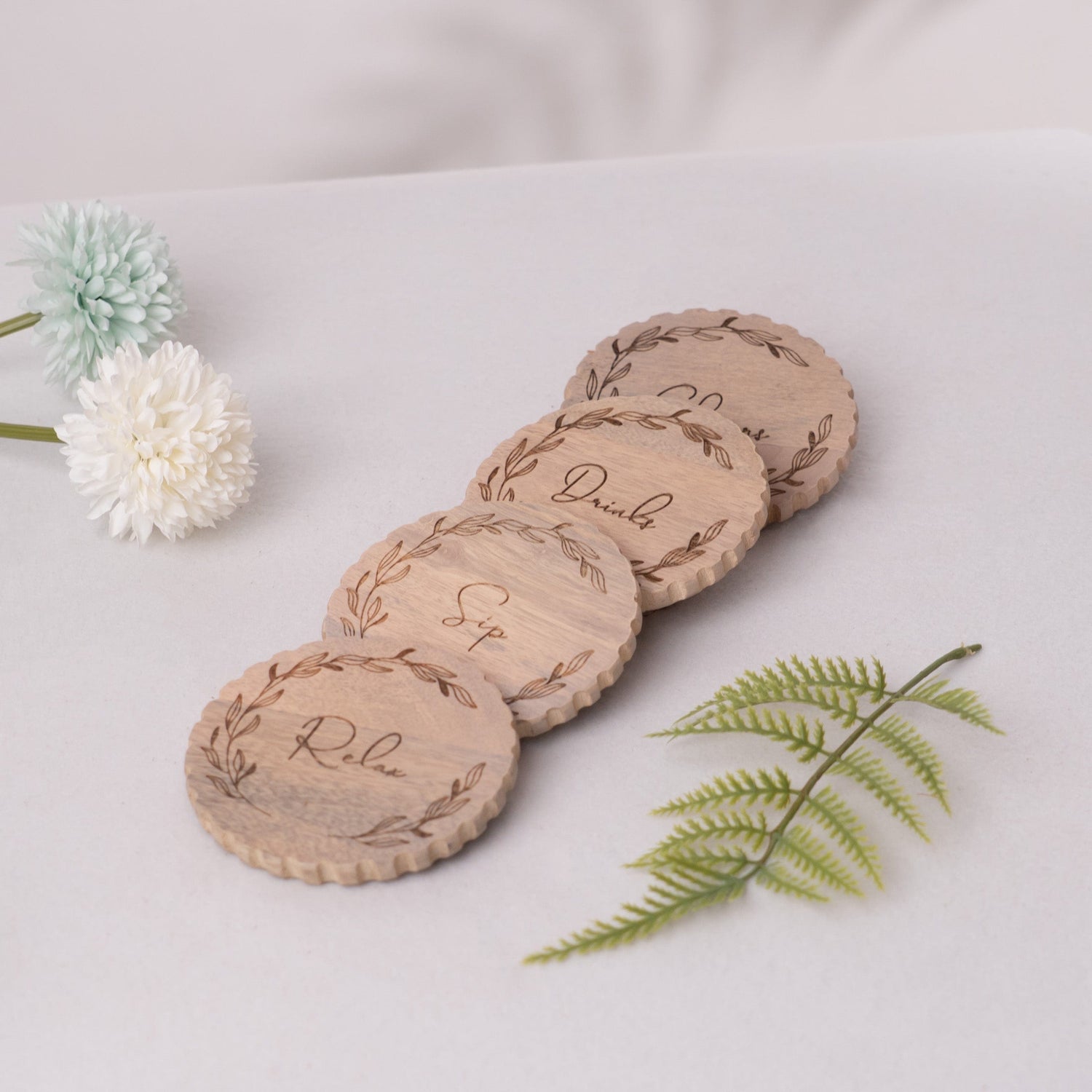 Wooden Words Coaster- Natural Wood