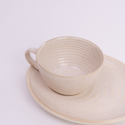 Vanilla Dust Cup & Saucer- Ivory
