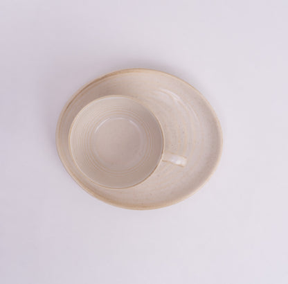 Vanilla Dust Cup & Saucer- Ivory