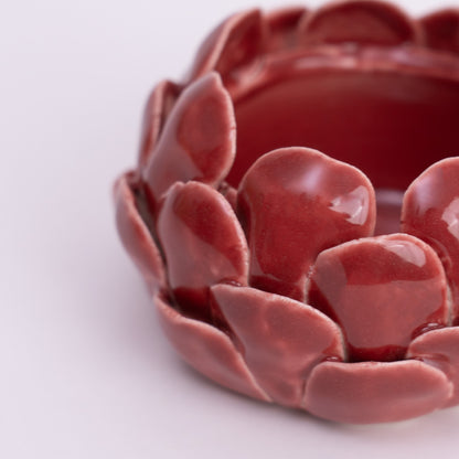 Mahogany Artichoke Tea light holder- Red