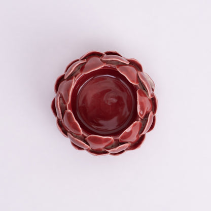 Mahogany Artichoke Tea light holder- Red