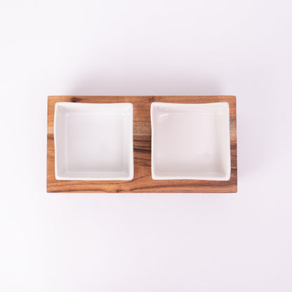 Tureen On Plank Serving Platter- Brown