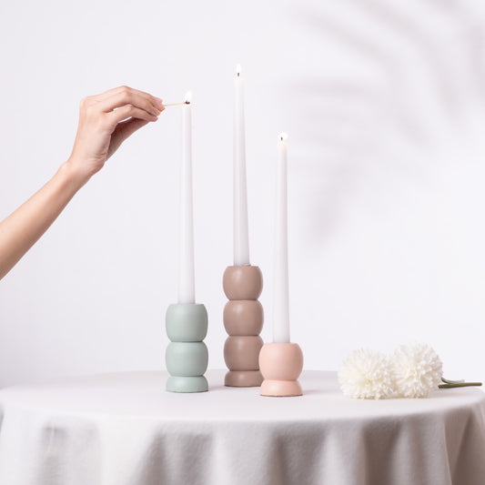 Vivid Glow Candle Holder- Peach, Aqua, Mauve