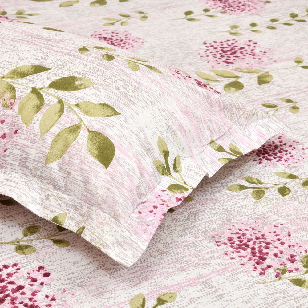 Fuschia Flora 100% Cotton Double Size Bedsheet, 144 TC