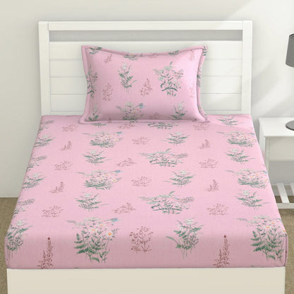 100% Cotton Single Bedsheet for Kids, Pink Bird