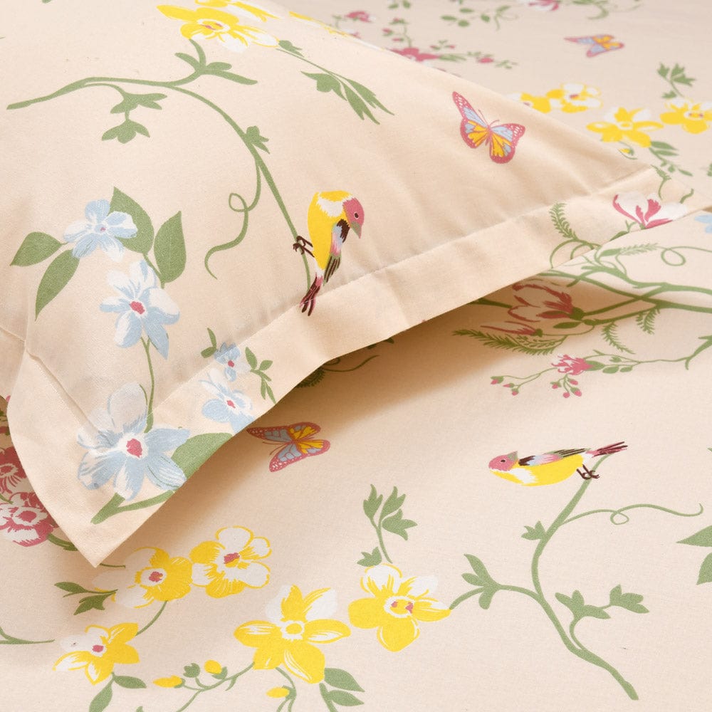 100% Cotton Single Size Bedsheet, Peach Flower