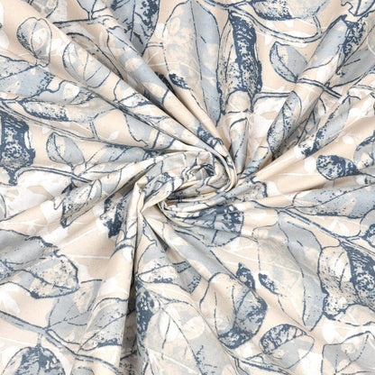 Leafy Oasis, 100% Cotton Double Size Bedsheet, 186 TC, Blue