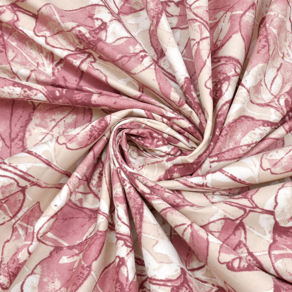 Leafy Oasis, 100% Cotton Double Size Bedsheet, 186 TC, Pink