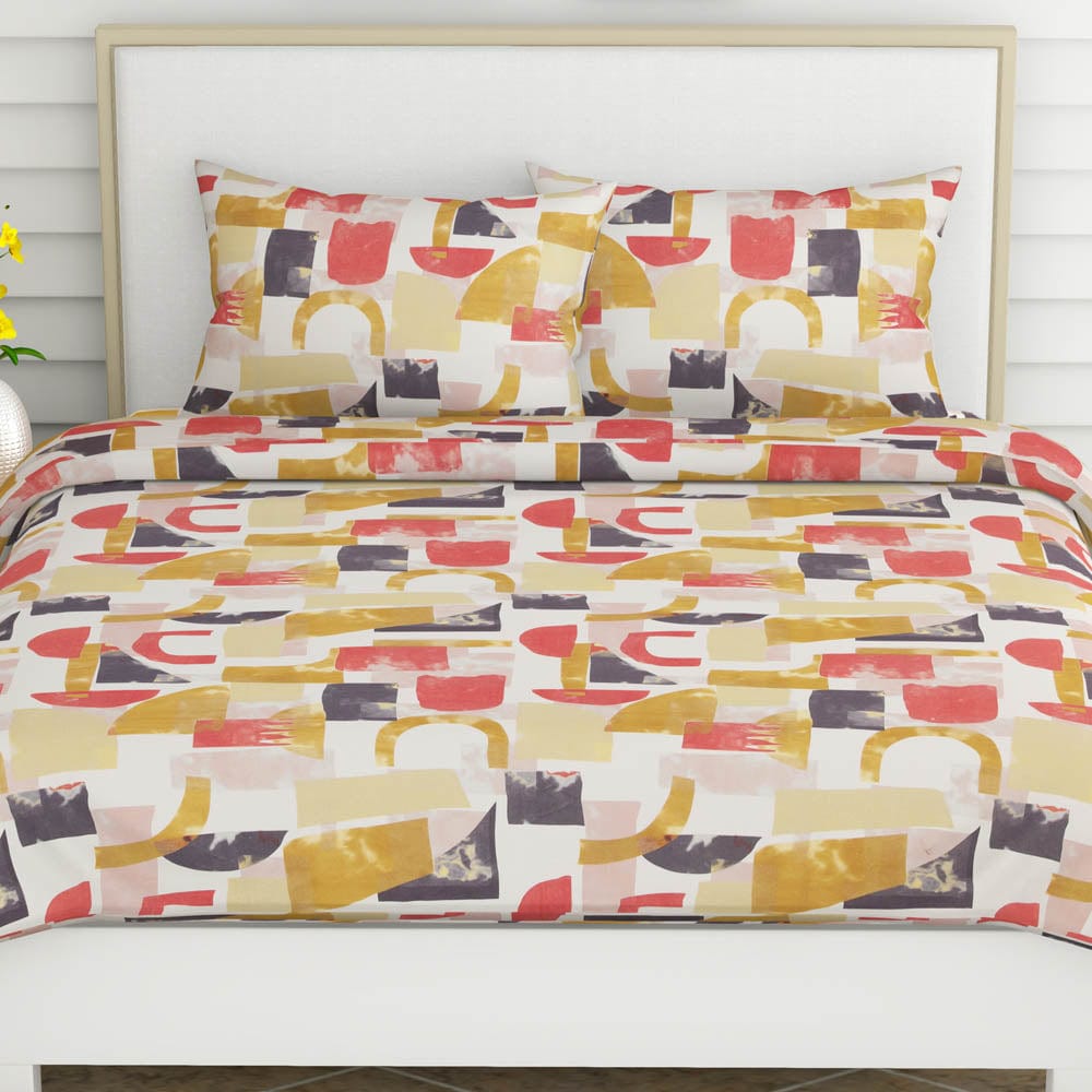 Painted Fusion, 100% Cotton Double Size Bedsheet, 186 TC, Yellow