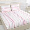 Stripes 100% Cotton King Size Bedsheet, 186 TC, Pink and Green