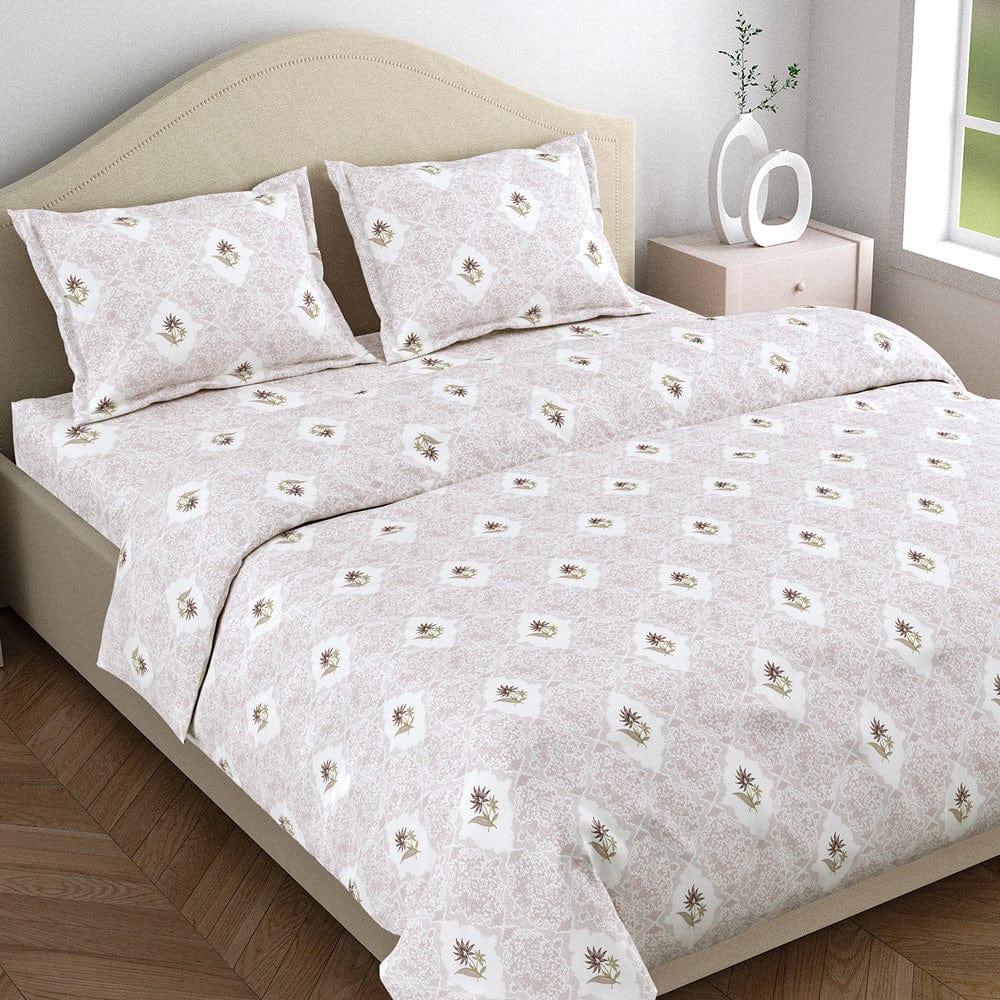 Blossom Motif Lalic 100% Cotton Bedsheet, 186 TC