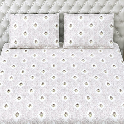 Blossom Motif Lalic 100% Cotton Bedsheet, 186 TC