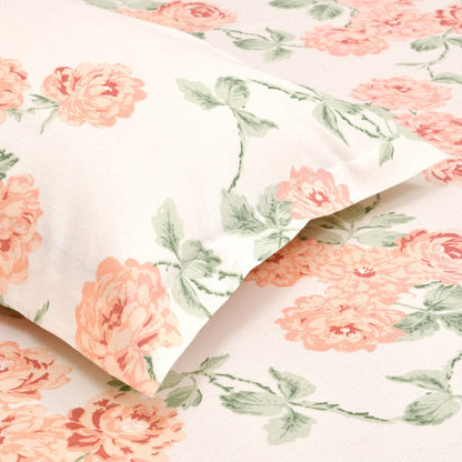 Blushing Blossom, 100% Cotton King Fitted Bedsheet, 120 TC