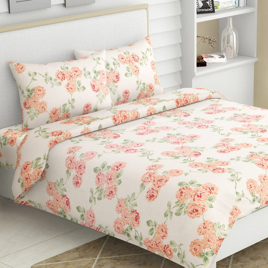 Blushing Blossom, 100% Cotton Bedsheet, 120 TC