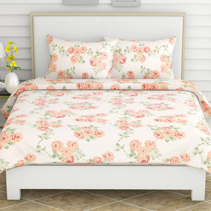 Blushing Blossom, 100% Cotton King Fitted Bedsheet, 120 TC