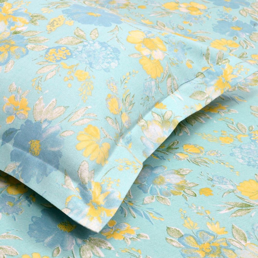 Blue Bell Blooms, 100% Cotton Single Bedsheet, 120 TC