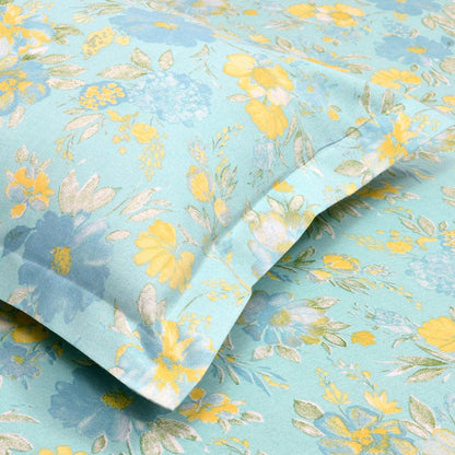 Blue Bell Blooms, 100% Cotton King Bedsheet, 120 TC