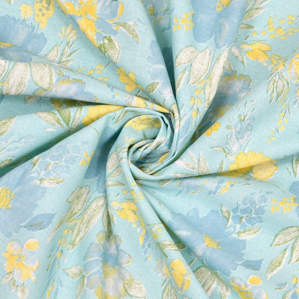 Blue Bell Blooms, 100% Cotton King Bedsheet, 120 TC