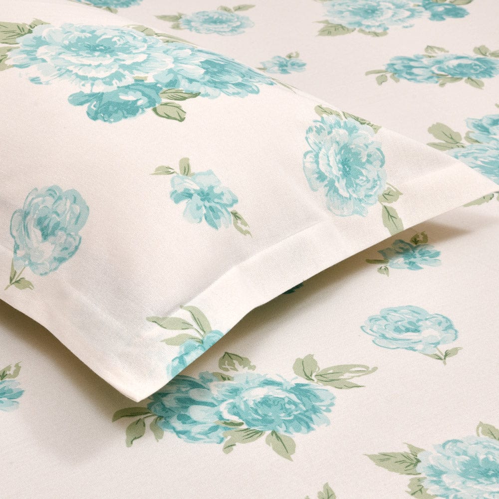 Teal Petal Harmony, 100% Cotton Double Bedsheet, 120 TC