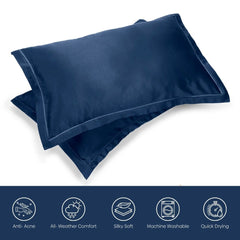 Satin Royale Deep Ocean Blue 300TC Satin 2 Pillow Cover - Pillow Covers | haus & kinder
