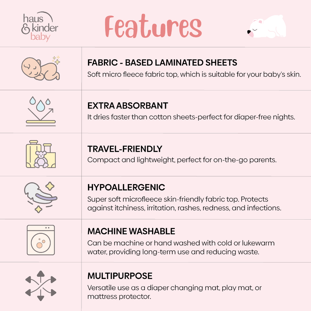 Waterproof Quick Dry Sheet for Baby, Lilac & Pink, Pack of 2