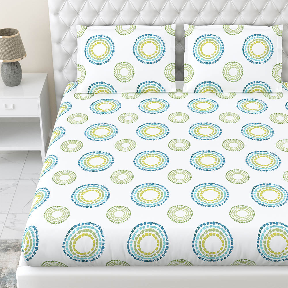 Radiant Circle 100% Cotton King Fitted Bedsheet, 144 TC