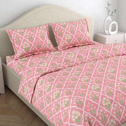 Ecos of Pink City 186 TC Cotton 100% Printed Flat Double Bedsheet